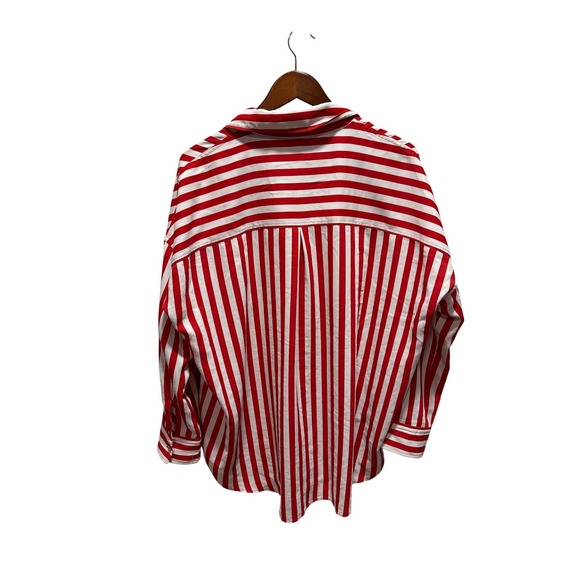 Negative Underwear Red White Striped Button Down Sleep Shirt XL XXL Lounge Top - Picture 5 of 5